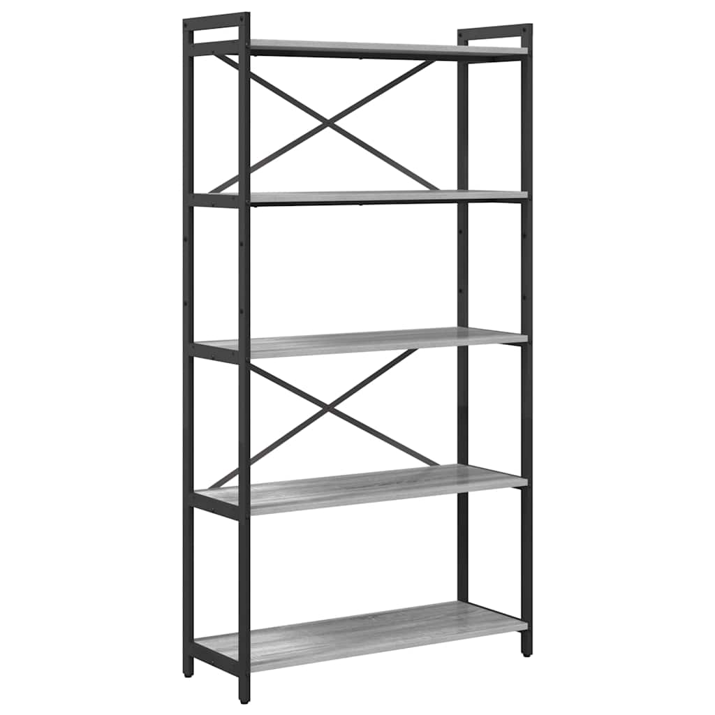 Bogreol 80 x 30 x 155 cm Konstrueret træ Grå sonoma-eg