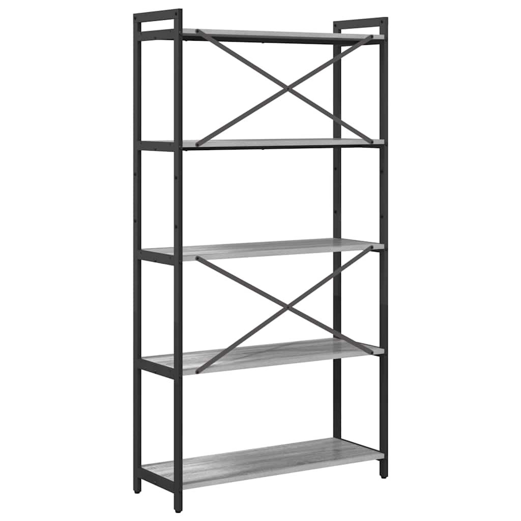 Bogreol 80 x 30 x 155 cm Konstrueret træ Grå sonoma-eg