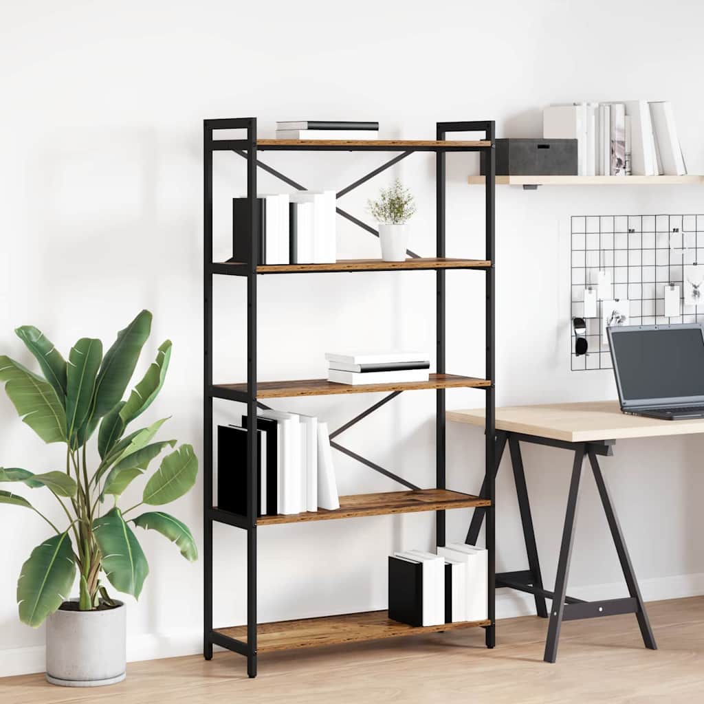 Bogreol 80 x 30 x 155 cm Konstrueret træ Gammelt træ