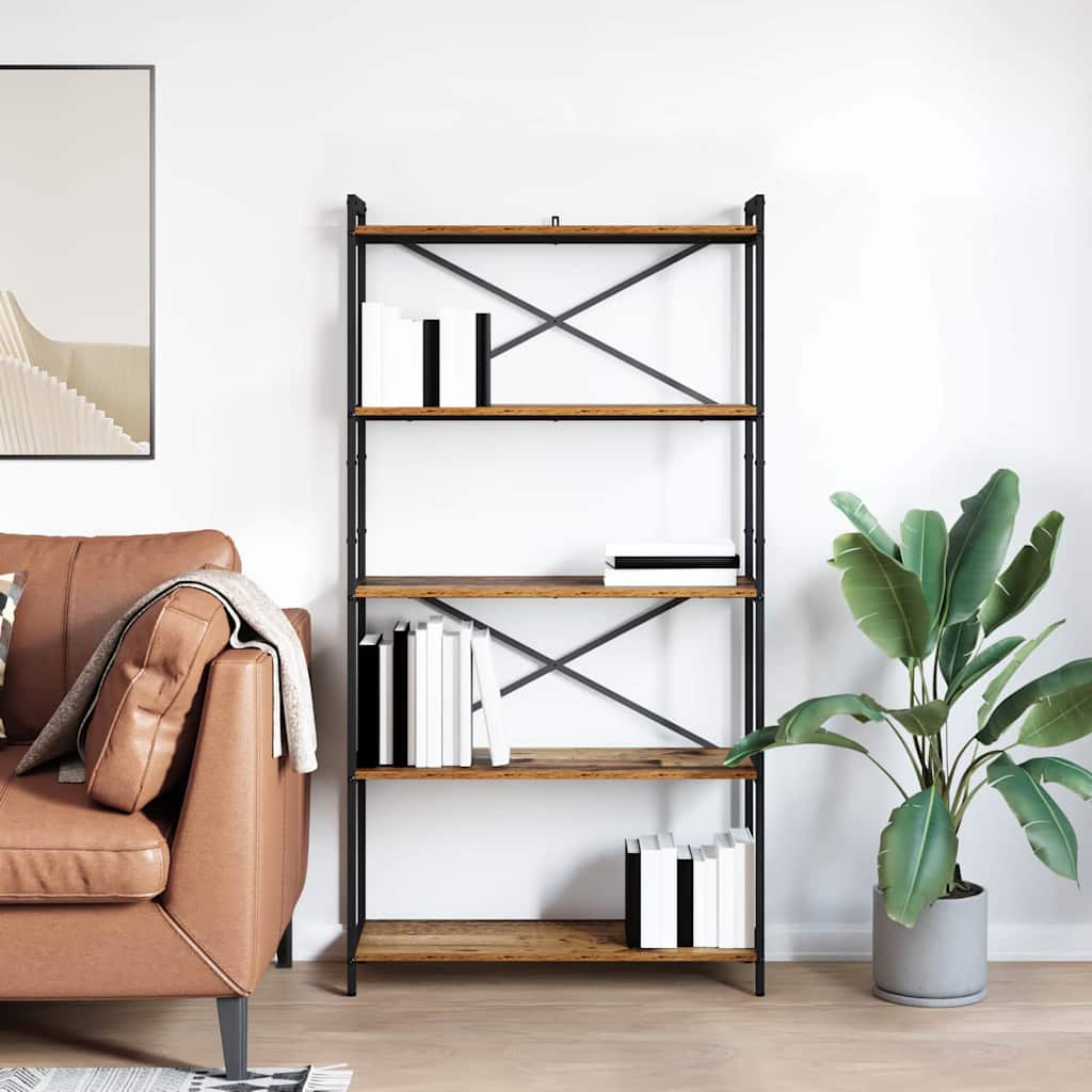 Bogreol 80 x 30 x 155 cm Konstrueret træ Gammelt træ