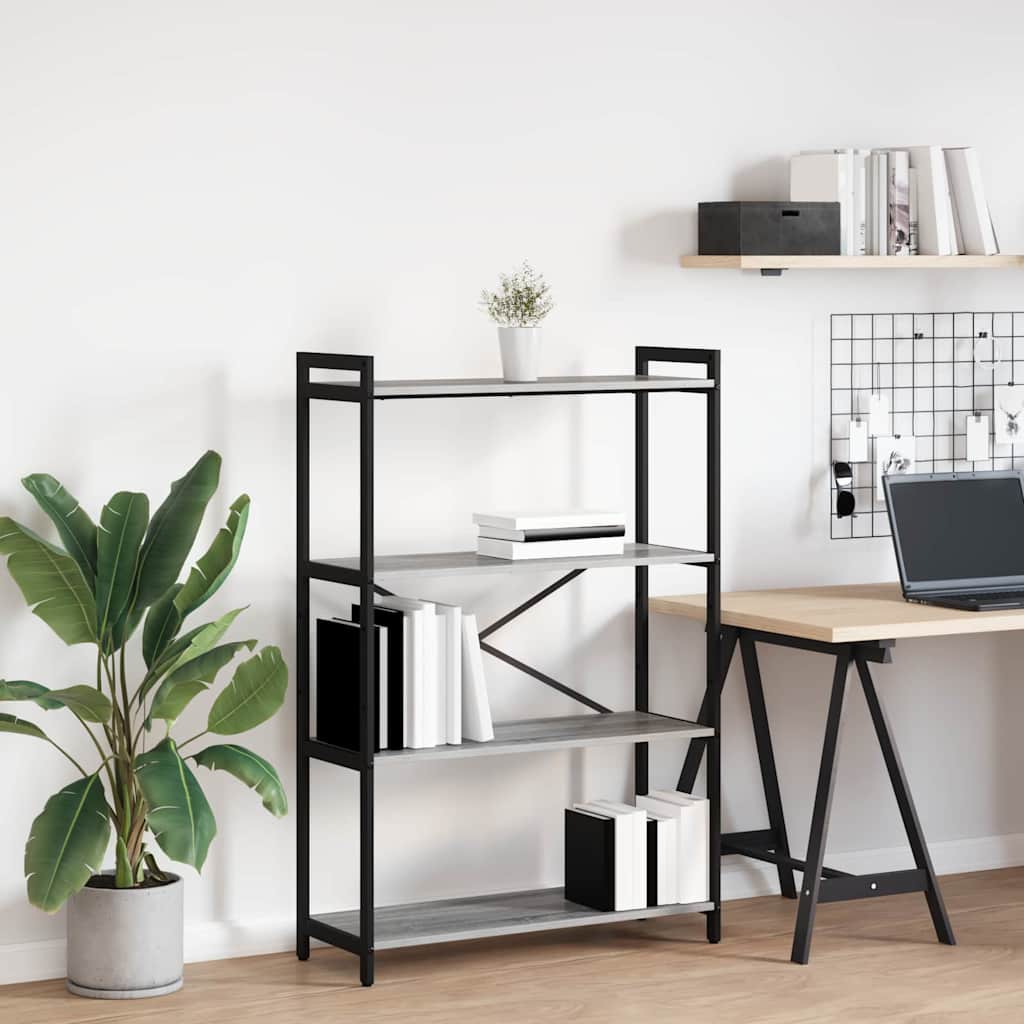 Bogreol 80 x 30 x 120 cm Konstrueret træ Grå sonoma-eg