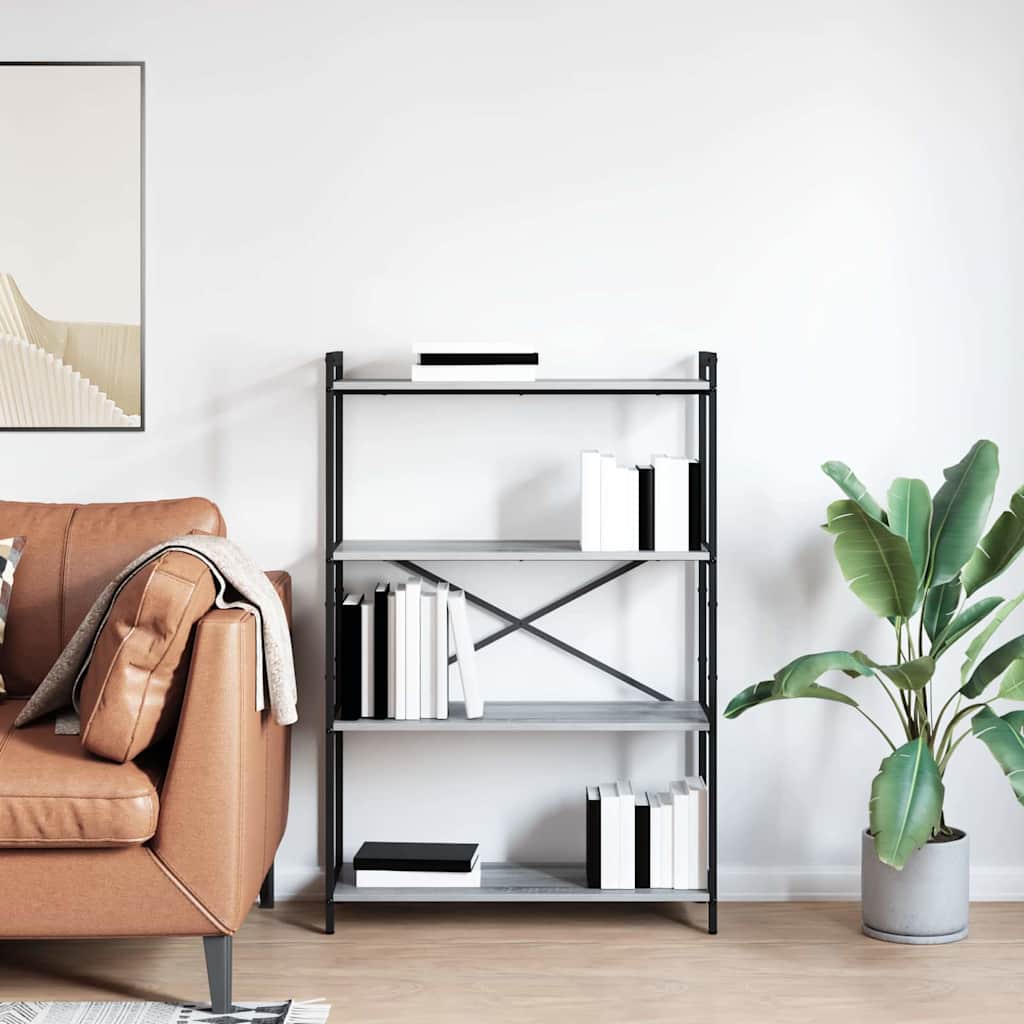Bogreol 80 x 30 x 120 cm Konstrueret træ Grå sonoma-eg