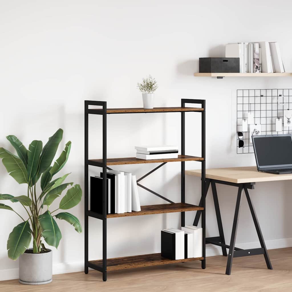 Bogreol 80 x 30 x 120 cm Konstrueret træ Gammelt træ