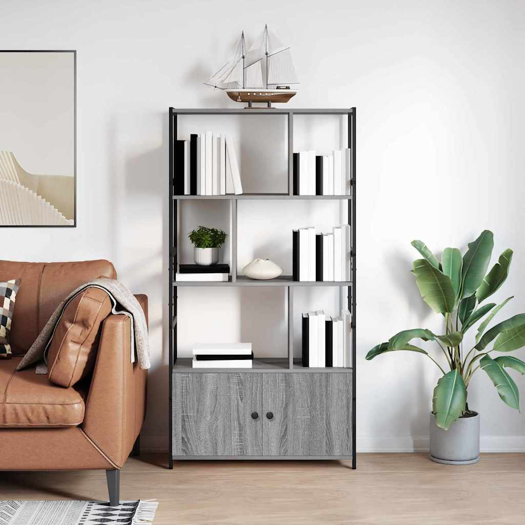 Bogreol 80 x 30 x 155,5 cm Konstrueret træ Grå sonoma-eg