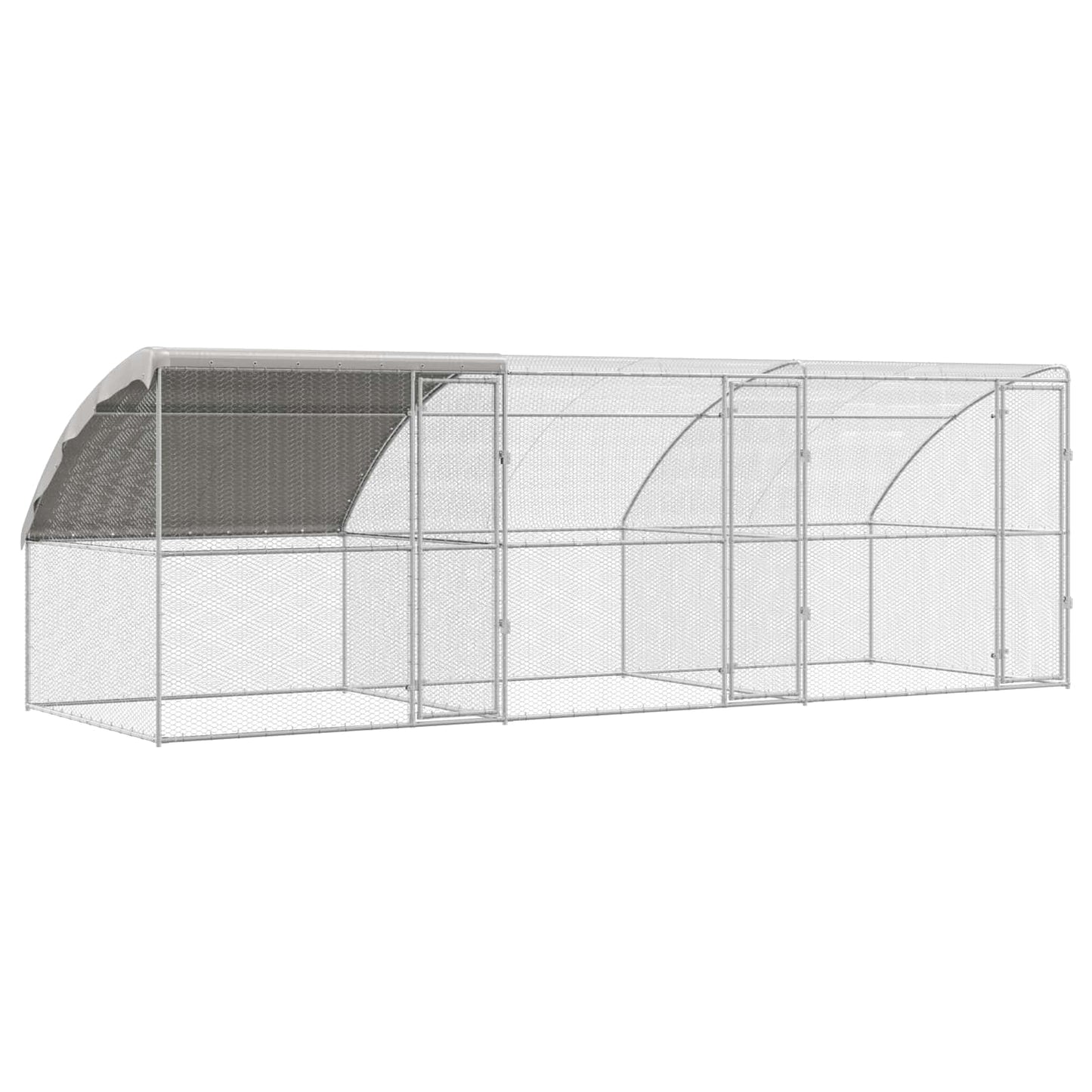 Hønsebur med 3 låger 3 stk. Sølv 600x200x200cm Stål og PE