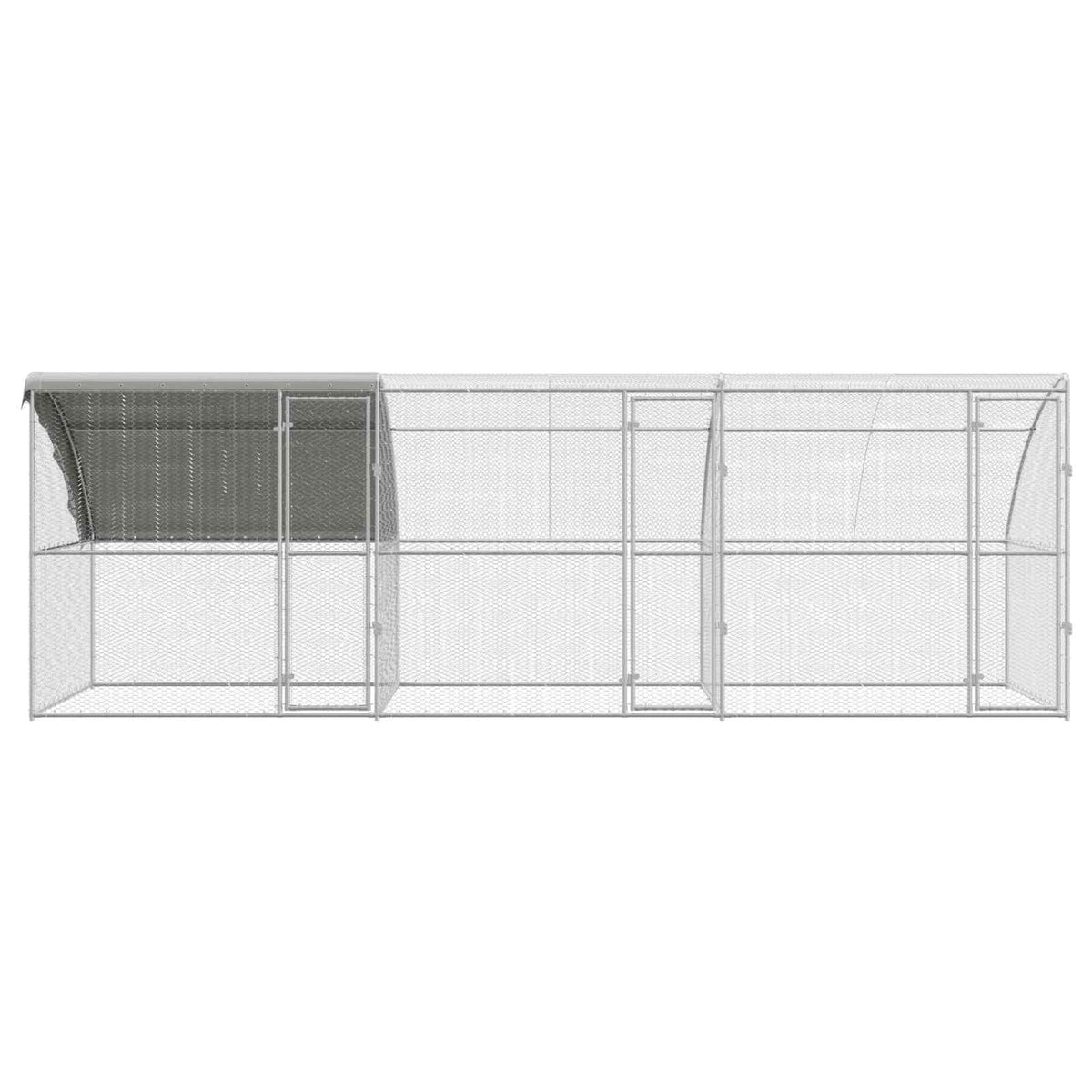 Hønsebur med 3 låger 3 stk. Sølv 600x200x200cm Stål og PE