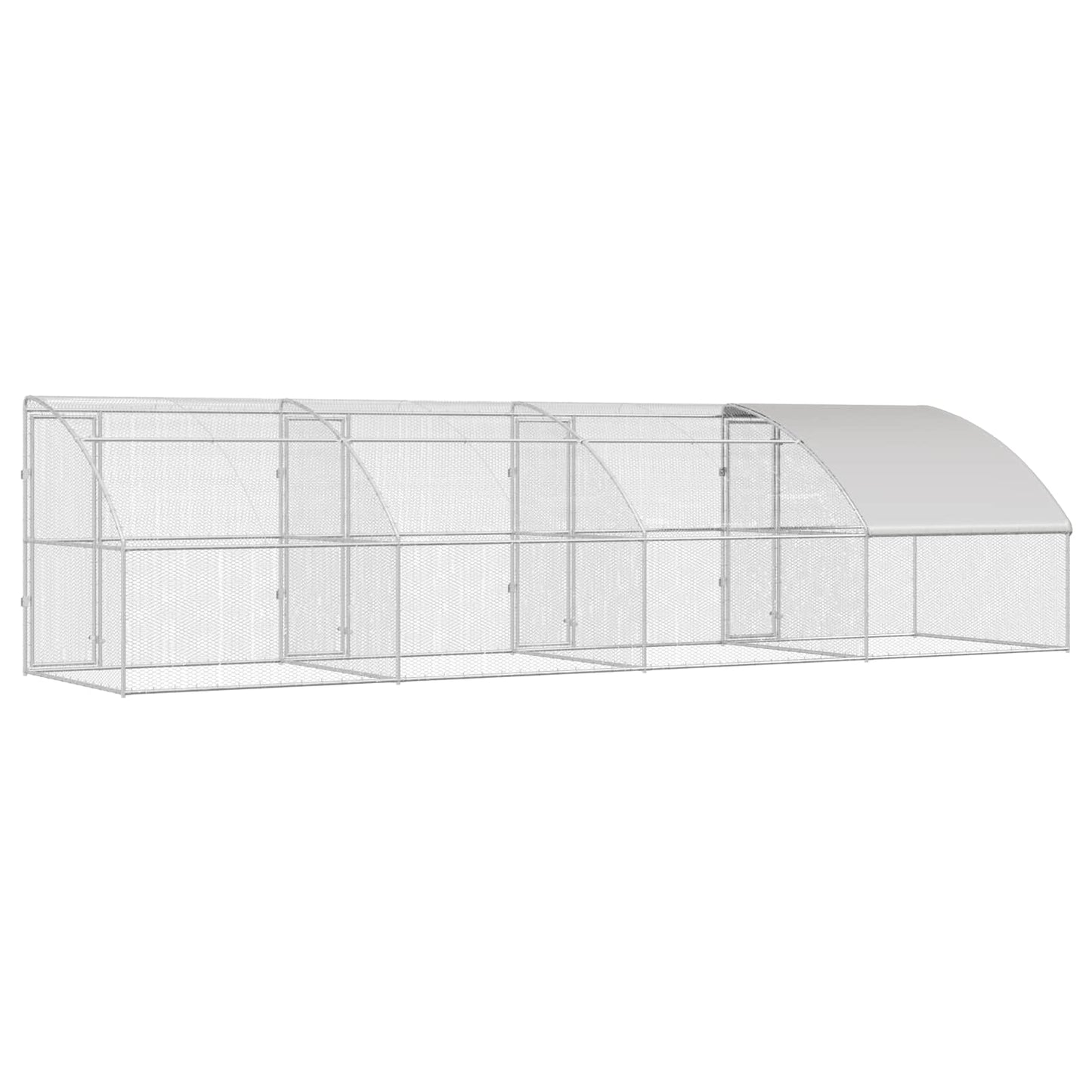 Hønsebur 4 stk. Sølv 800 x 200 x 200 cm Stål og PE