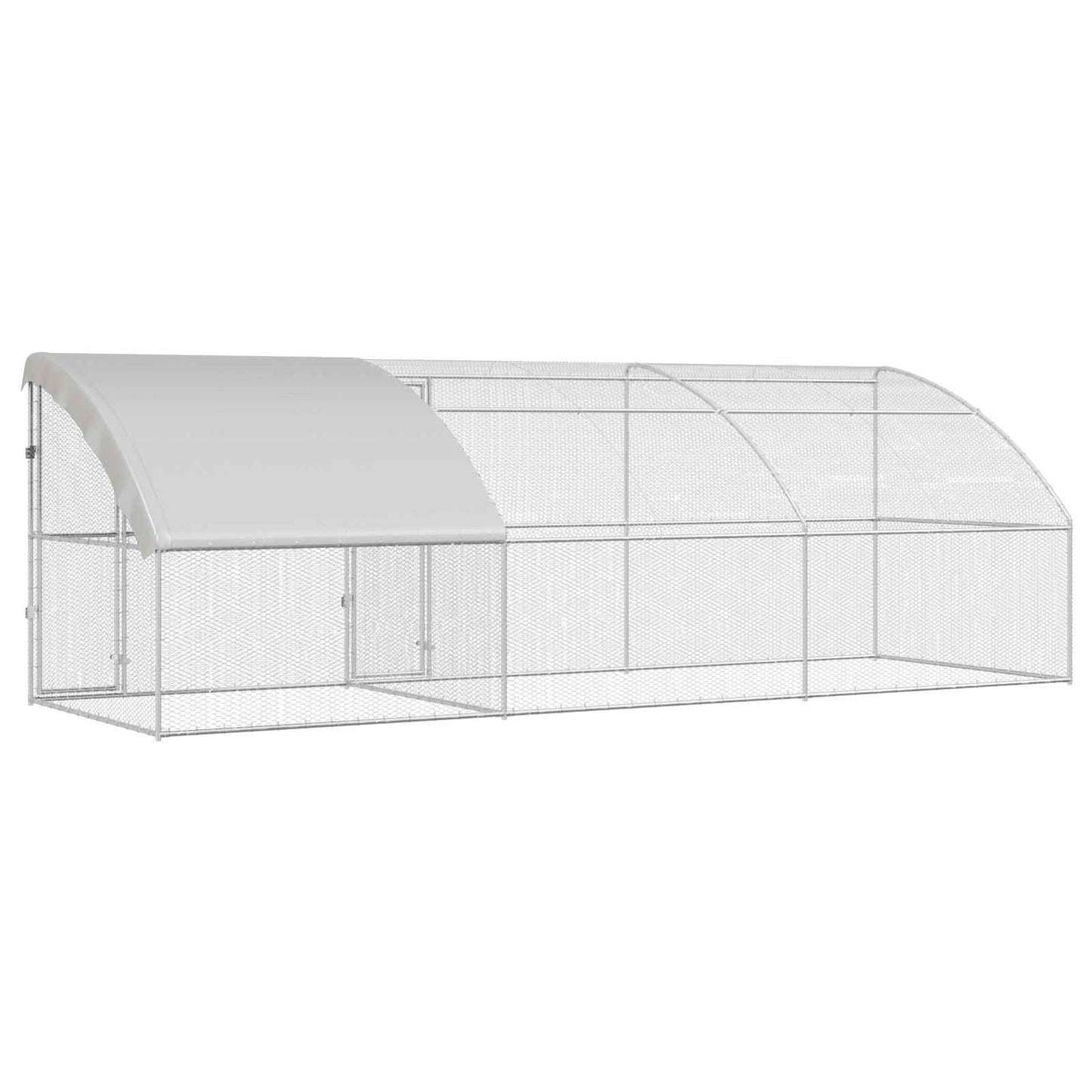 Hønsebur med 2 døre 3 stk. Sølv 600x200x200cm Stål og PE