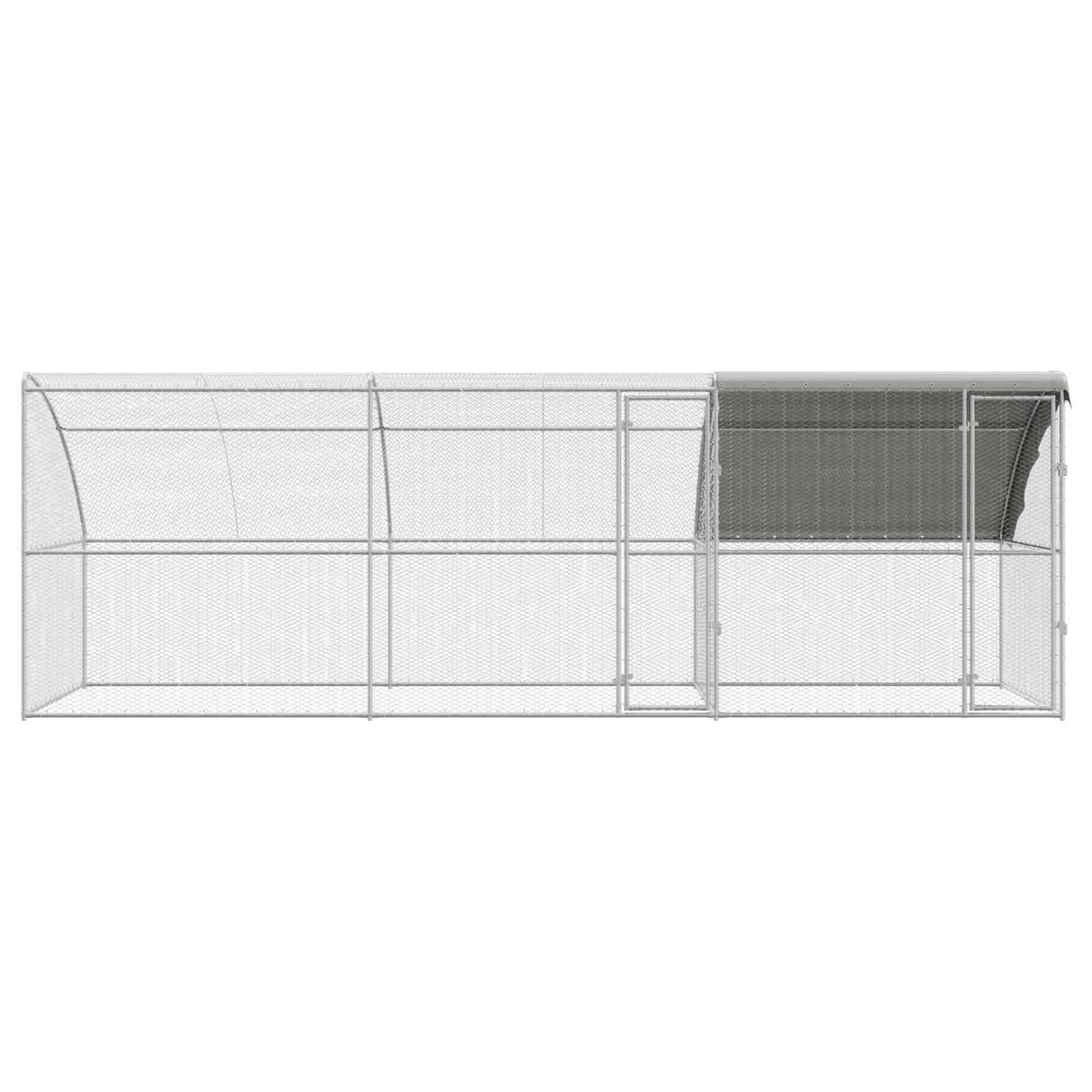 Hønsebur med 2 døre 3 stk. Sølv 600x200x200cm Stål og PE