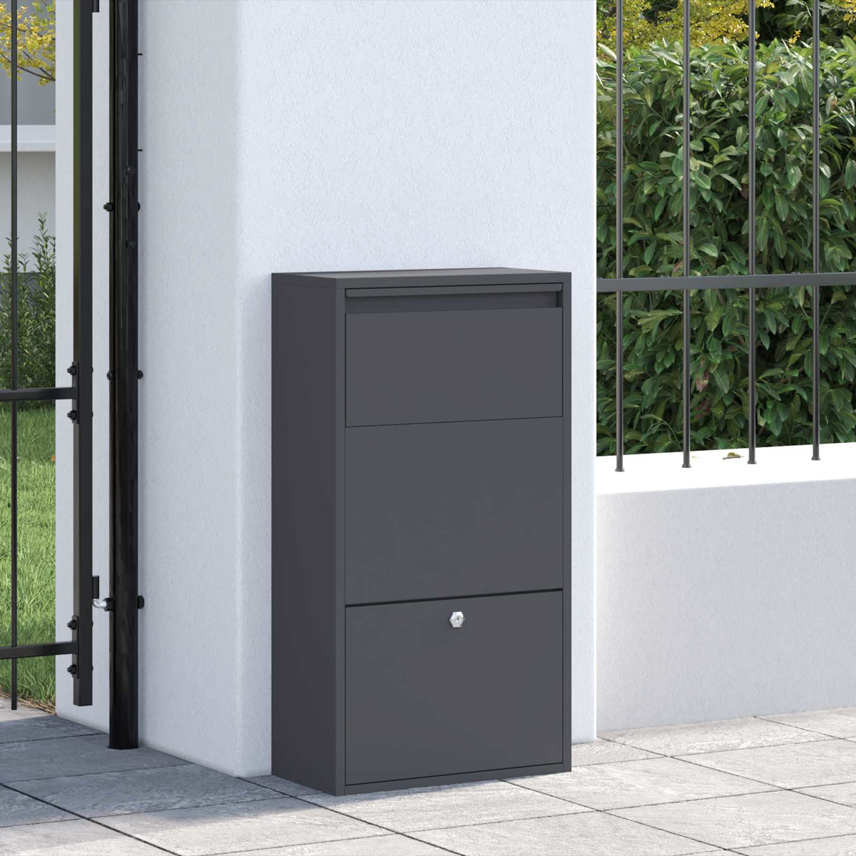 Pakke drop boks med opbevaring Antracit 44 x 22 x 82 cm Stål