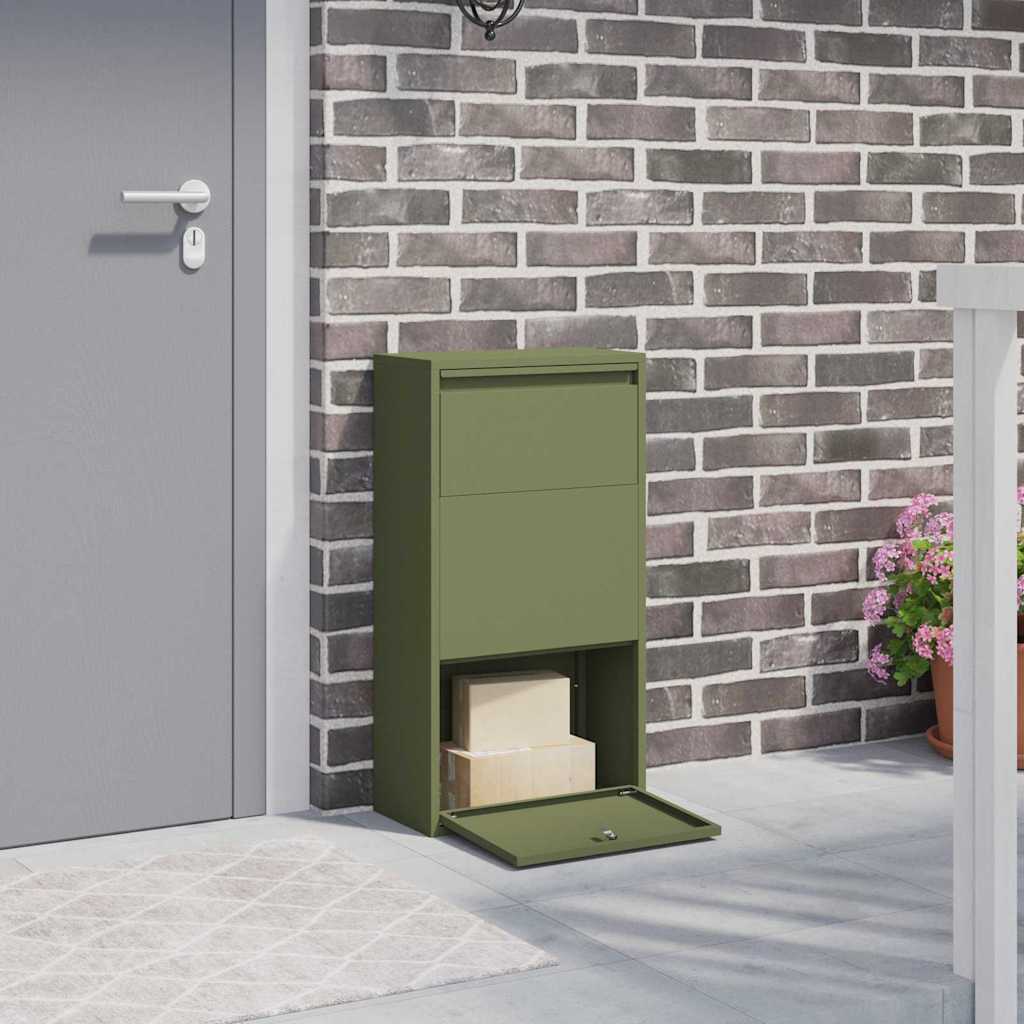 Pakke drop boks med opbevaring Oliven grøn 44 x 22 x 82 cm Stål