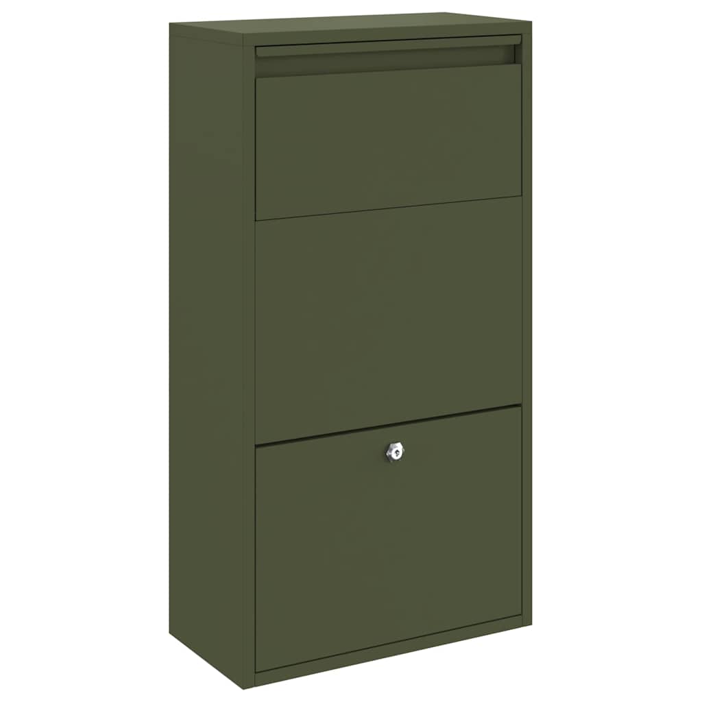Pakke drop boks med opbevaring Oliven grøn 44 x 22 x 82 cm Stål