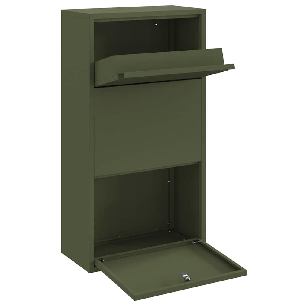 Pakke drop boks med opbevaring Oliven grøn 44 x 22 x 82 cm Stål