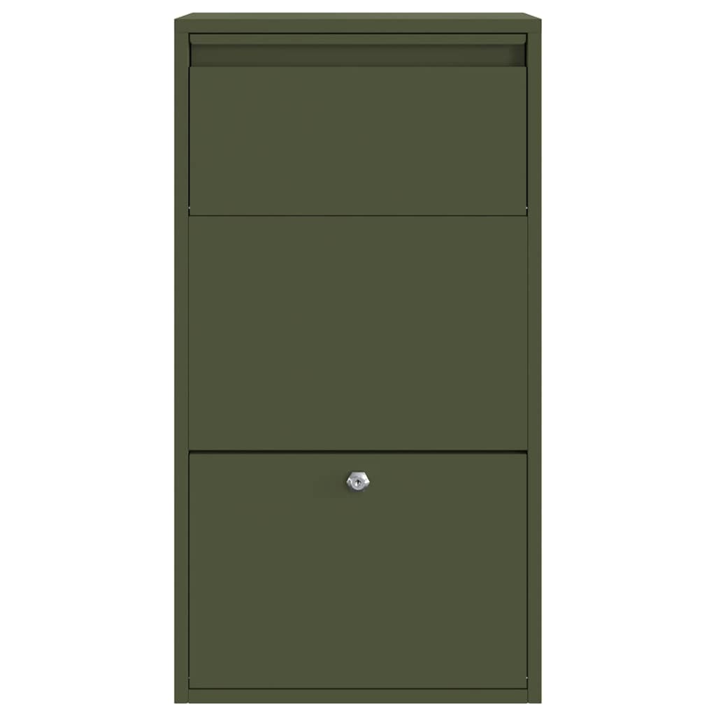Pakke drop boks med opbevaring Oliven grøn 44 x 22 x 82 cm Stål