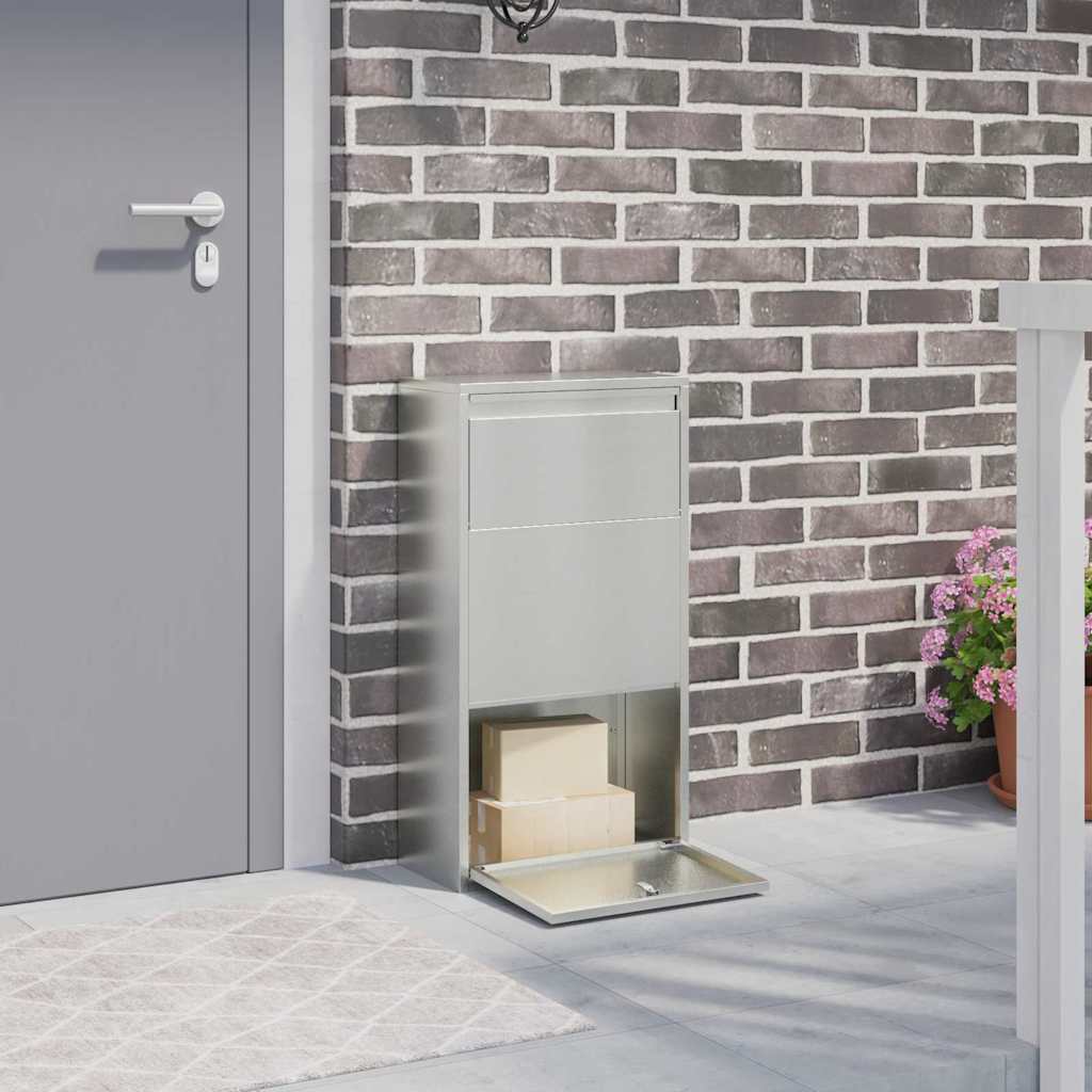 Pakke drop boks med dør Sølv 44 x 22 x 82 cm Galvaniseret stål