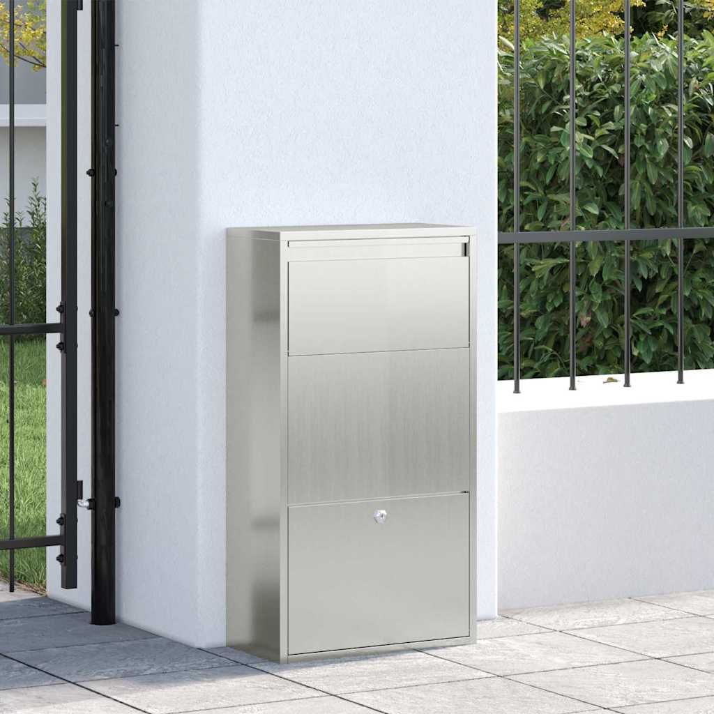 Pakke drop boks med dør Sølv 44 x 22 x 82 cm Galvaniseret stål
