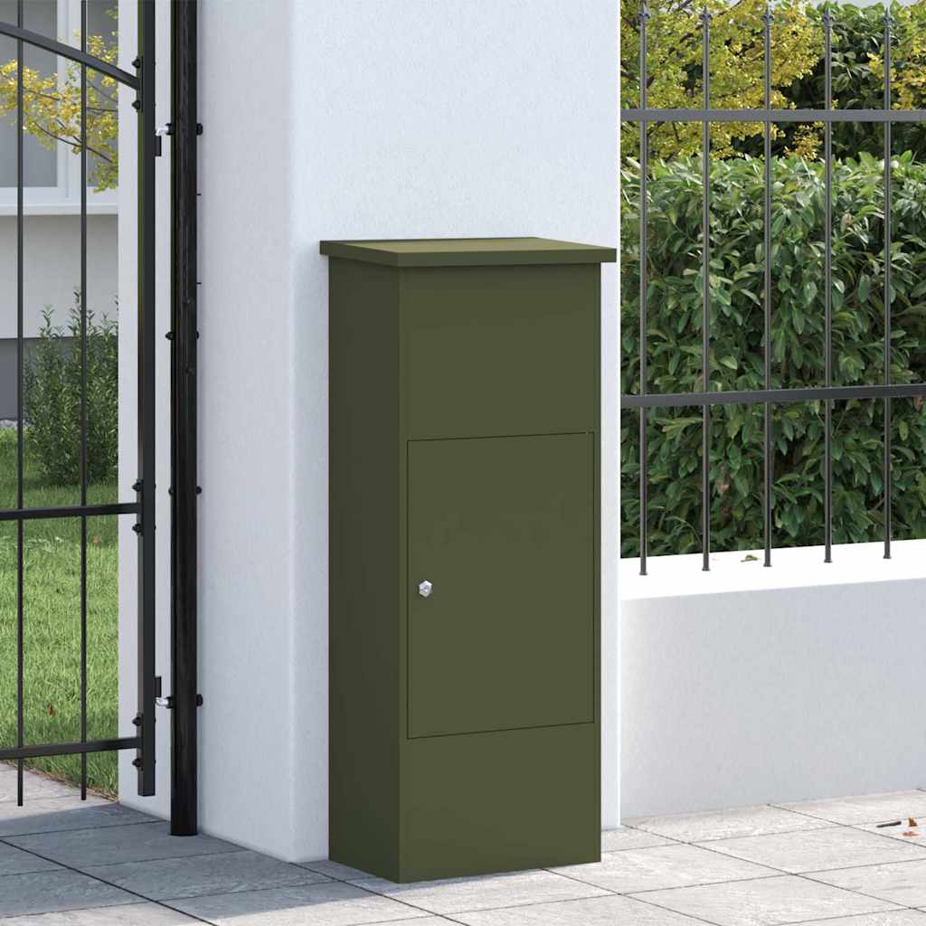 Pakke drop boks med dør Olivengrøn 44,5 x 29 x 110,5 cm Stål