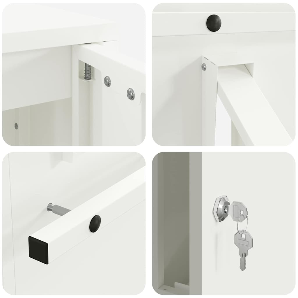 postkasse med opbevaring med dør Hvid 30 x 20 x 55 cm Stål