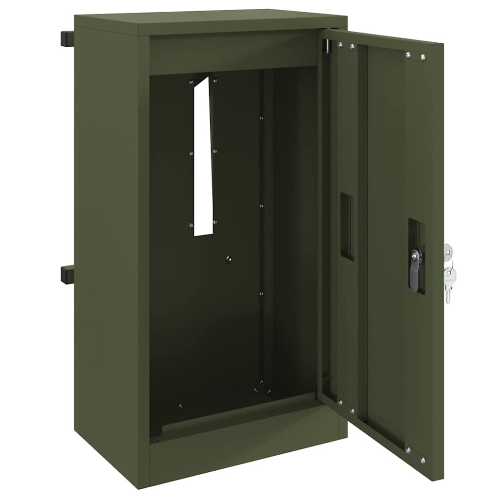 postkasse med opbevaring Olivengrøn 30 x 20 x 55 cm Stål