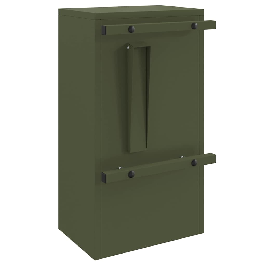 postkasse med opbevaring Olivengrøn 30 x 20 x 55 cm Stål