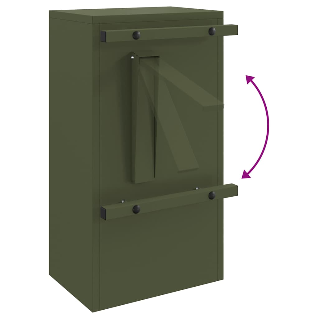 postkasse med opbevaring Olivengrøn 30 x 20 x 55 cm Stål