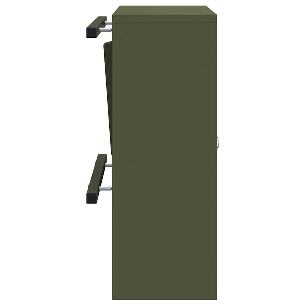 postkasse med opbevaring Olivengrøn 30 x 20 x 55 cm Stål