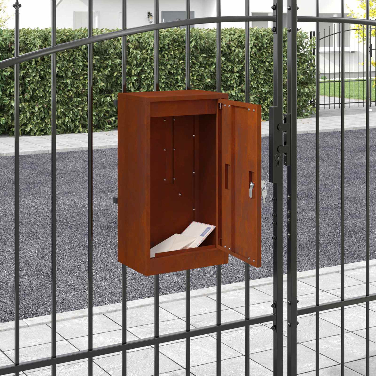 postkasse med opbevaring Rusten 30 x 20 x 55 cm Cortenstål