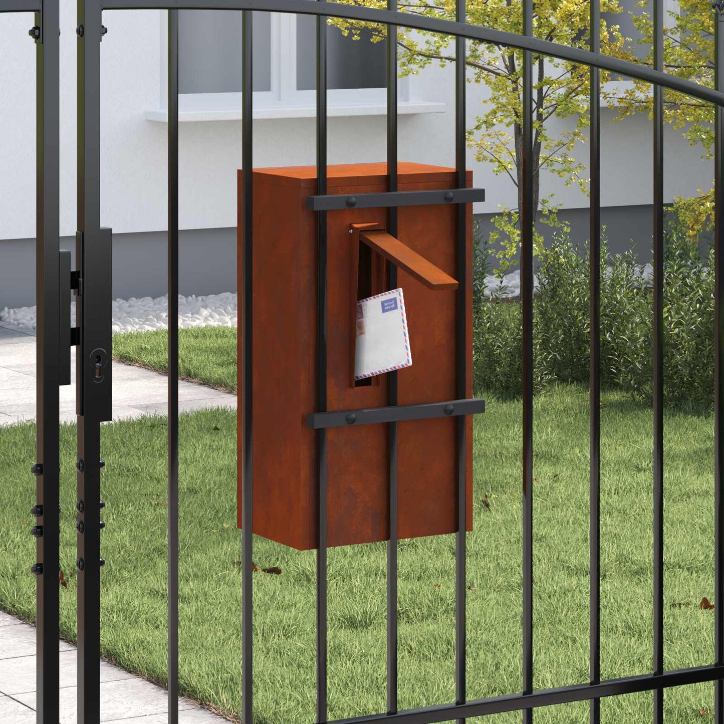 postkasse med opbevaring Rusten 30 x 20 x 55 cm Cortenstål