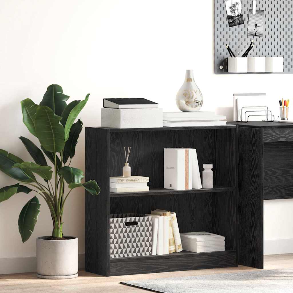 Bogreol 80 x 24 x 76 cm Konstrueret træ Sort eg