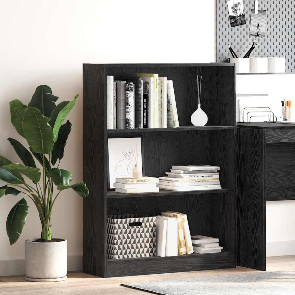 Bogreol 80 x 24 x 109 cm Konstrueret træ Sort eg