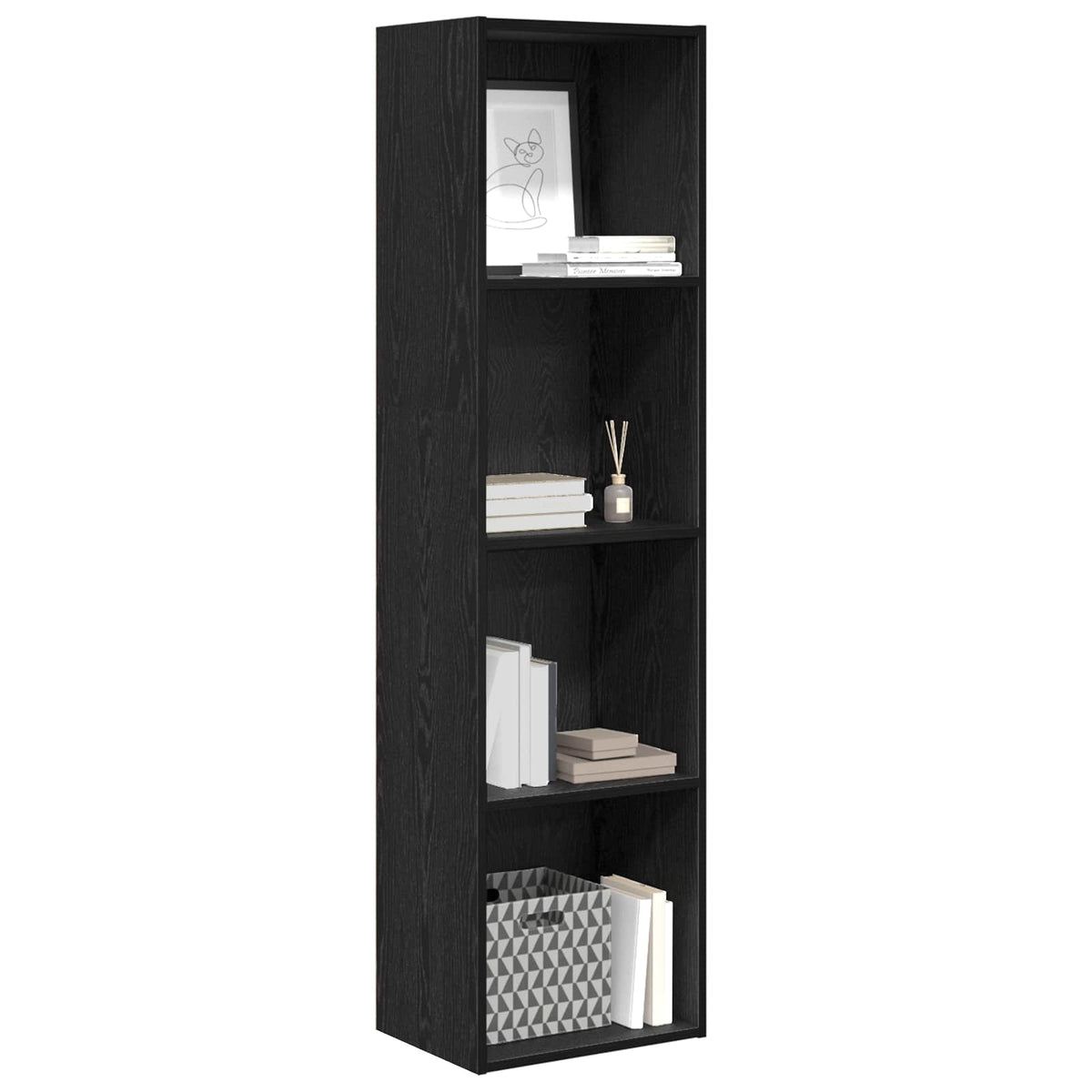 Bogreol 4 niveauer 40 x 30 x 152 cm Konstrueret træ Sort eg