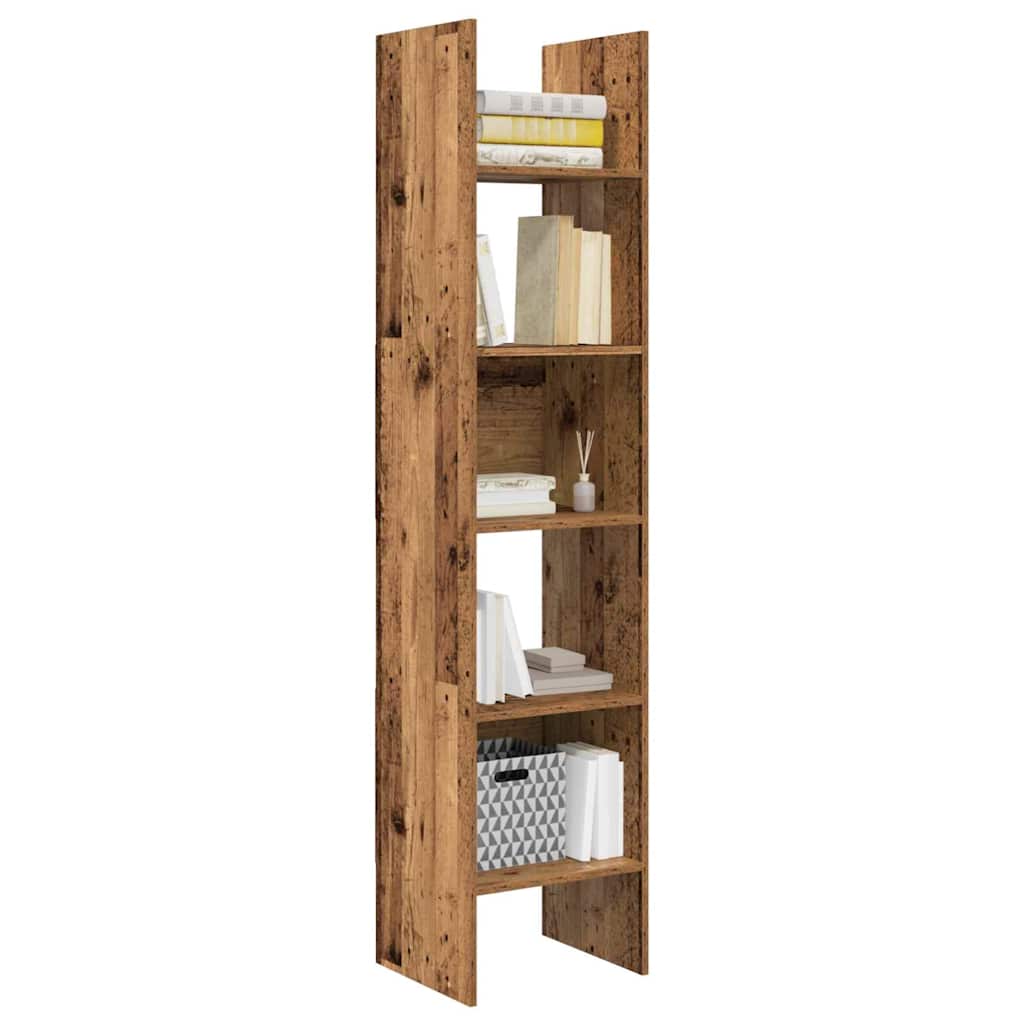 Bogskab 5 niveauer 40 x 35 x 180 cm Konstrueret træ Gammelt træ