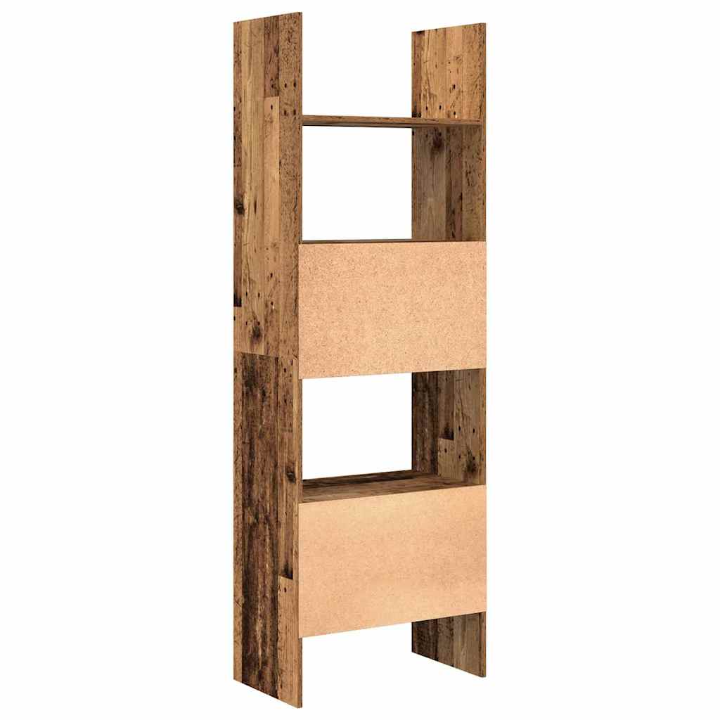 Bogskab 5 niveauer 60 x 35 x 180 cm Konstrueret træ Gammelt træ