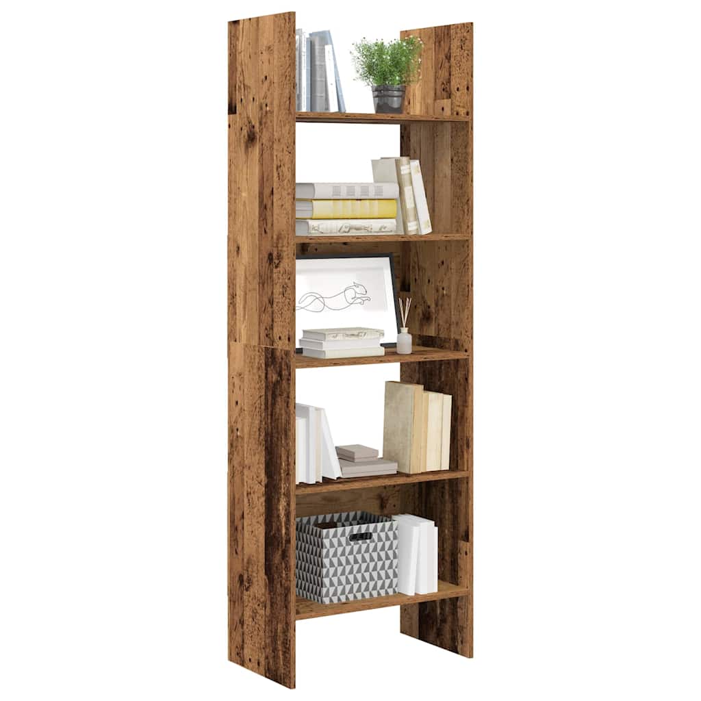 Bogskab 5 niveauer 60 x 35 x 180 cm Konstrueret træ Gammelt træ