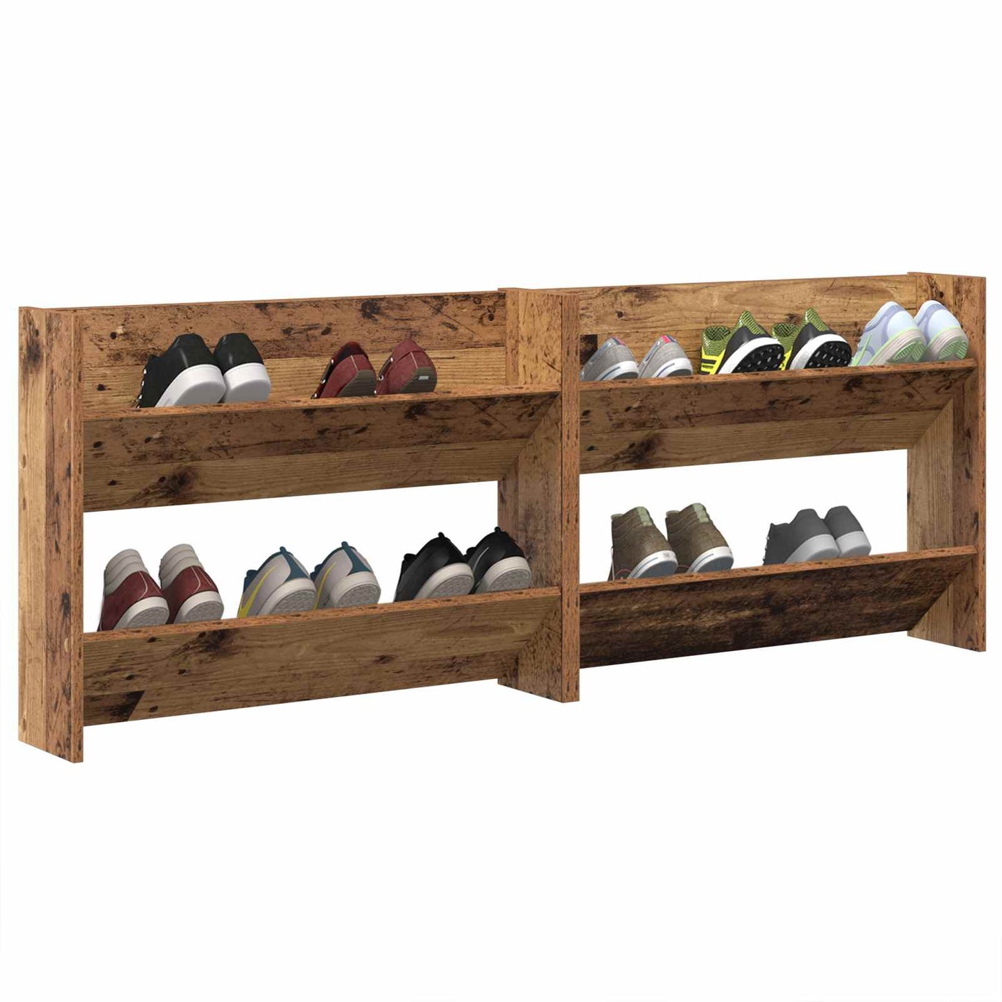 Sko skab 2 stk. 80 x 18 x 60 cm Konstrueret træ Gammelt træ