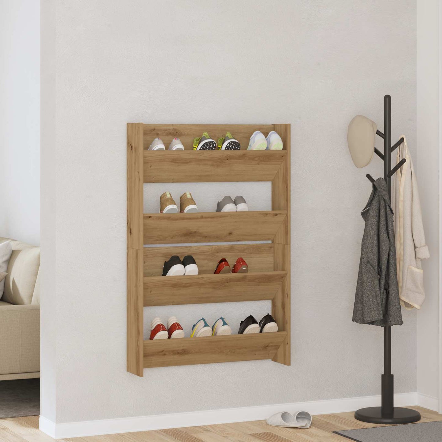 Sko skab 2 stk. 81 x 18 x 60 cm Konstrueret træ Artisan-eg