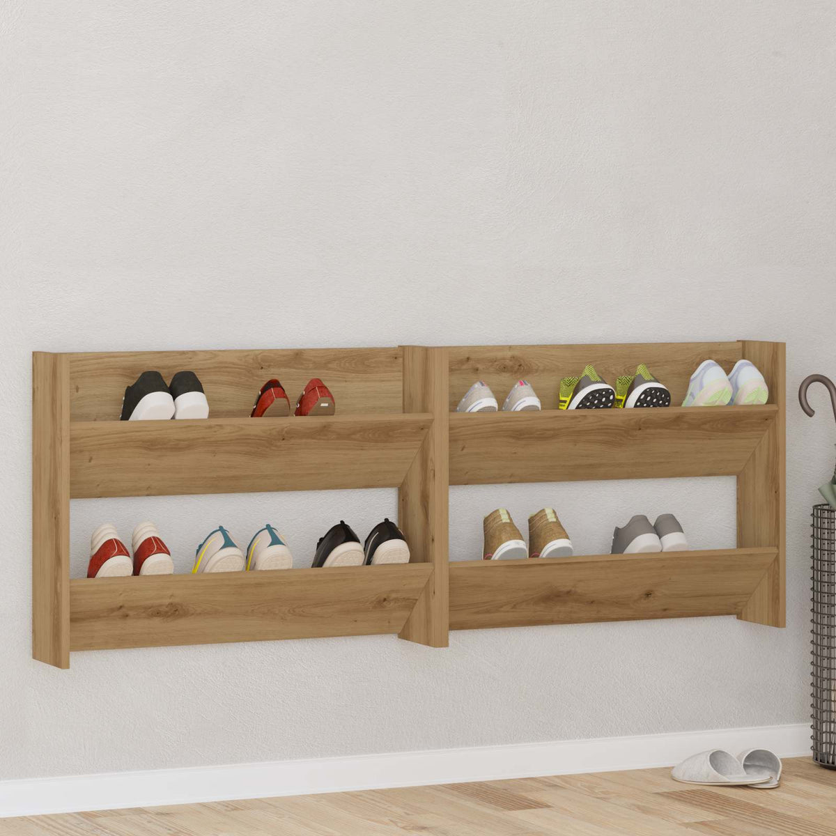 Sko skab 2 stk. 81 x 18 x 60 cm Konstrueret træ Artisan-eg