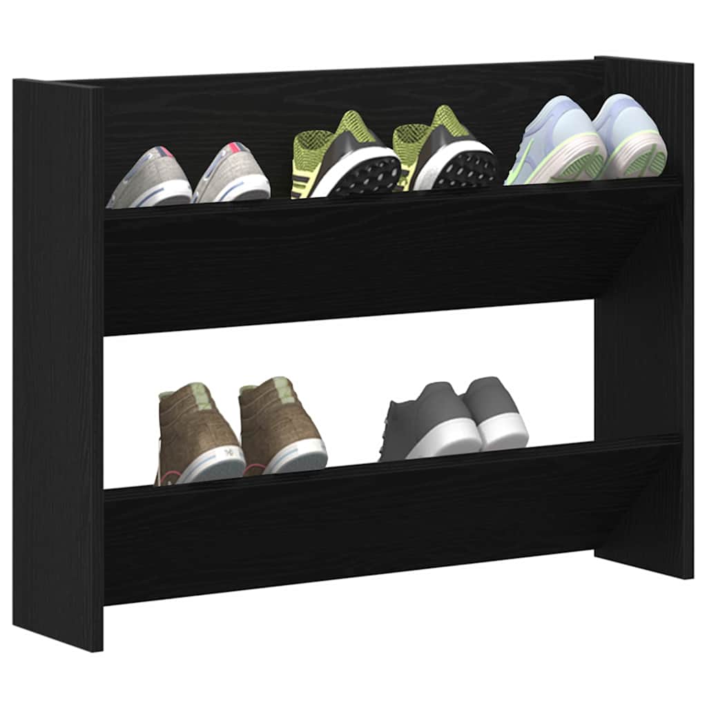 Sko skab 82 x 18 x 60 cm Konstrueret træ Sort eg