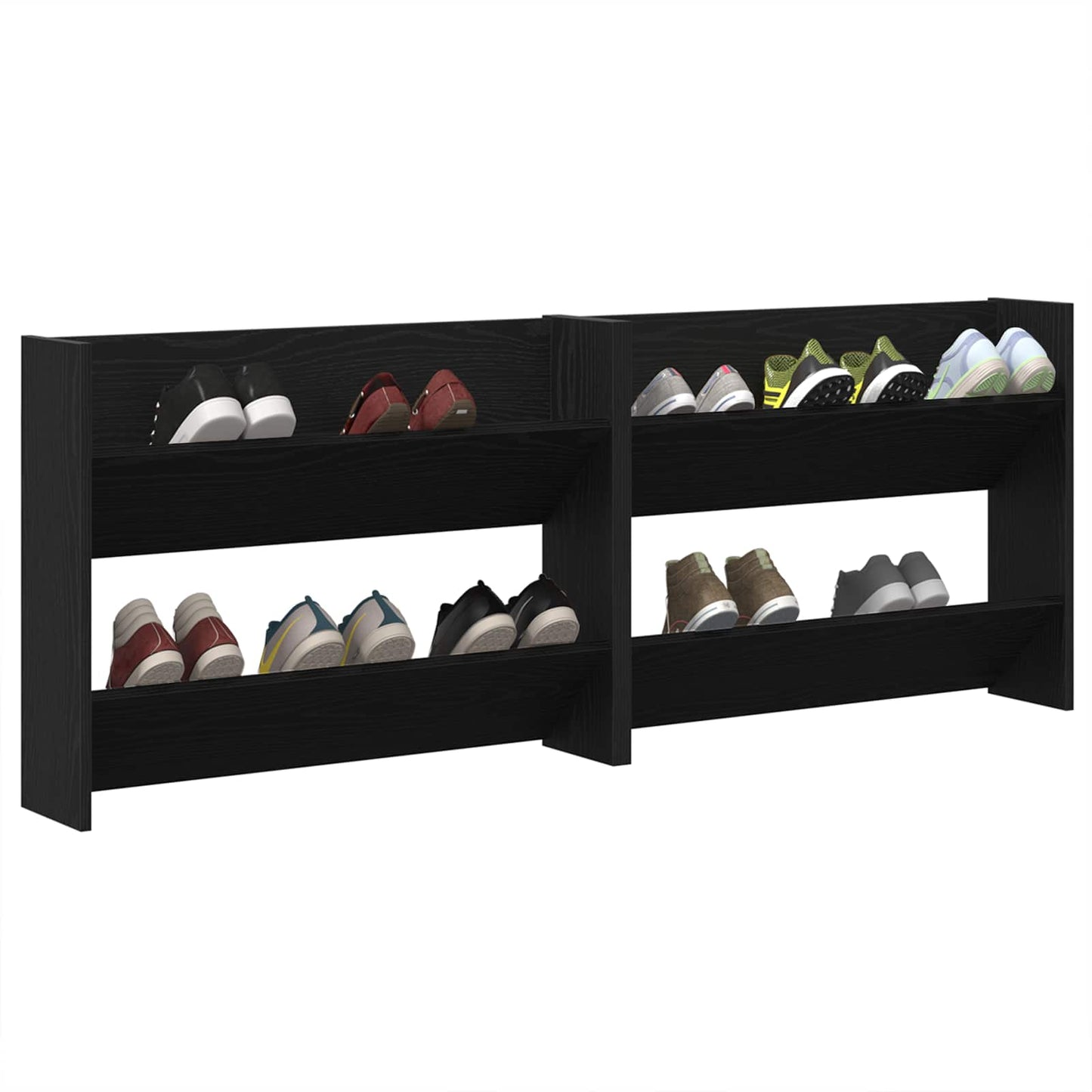 Sko skab 2 stk. 83 x 18 x 60 cm Konstrueret træ Sort eg