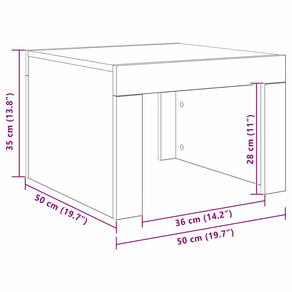 Sofabord Sort eg 50 x 50 x 35 cm Konstrueret træ