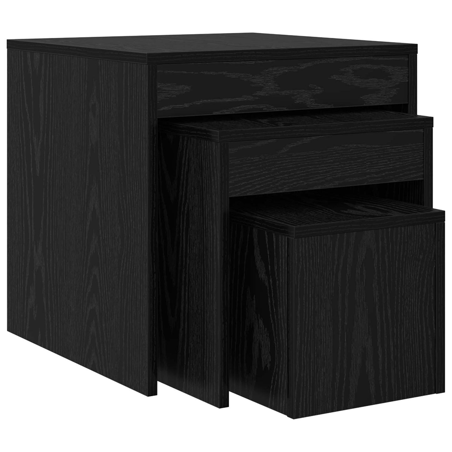 Sofabord 3 stk. Sort eg 45 x 45 x 45 cm Konstrueret træ