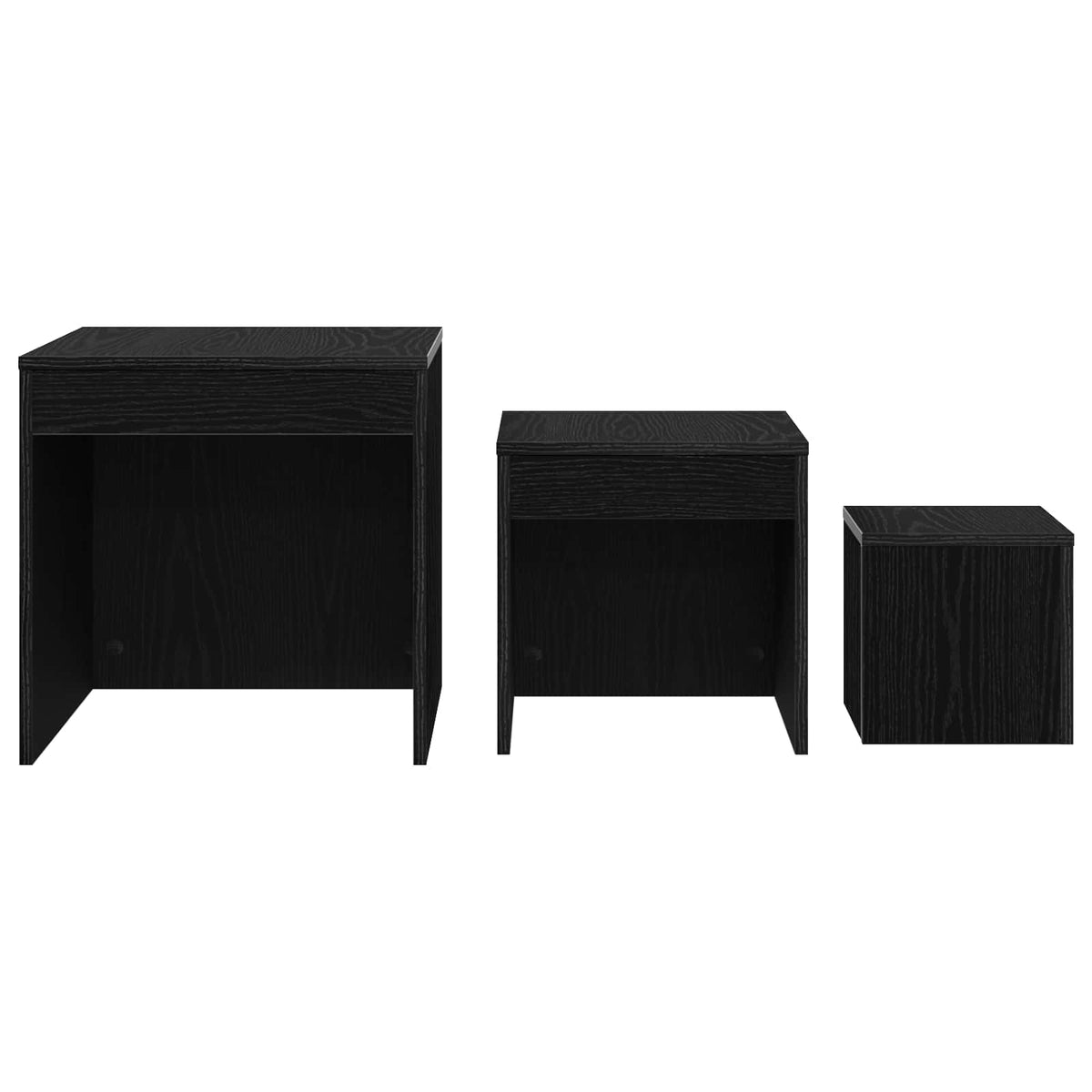 Sofabord 3 stk. Sort eg 45 x 45 x 45 cm Konstrueret træ