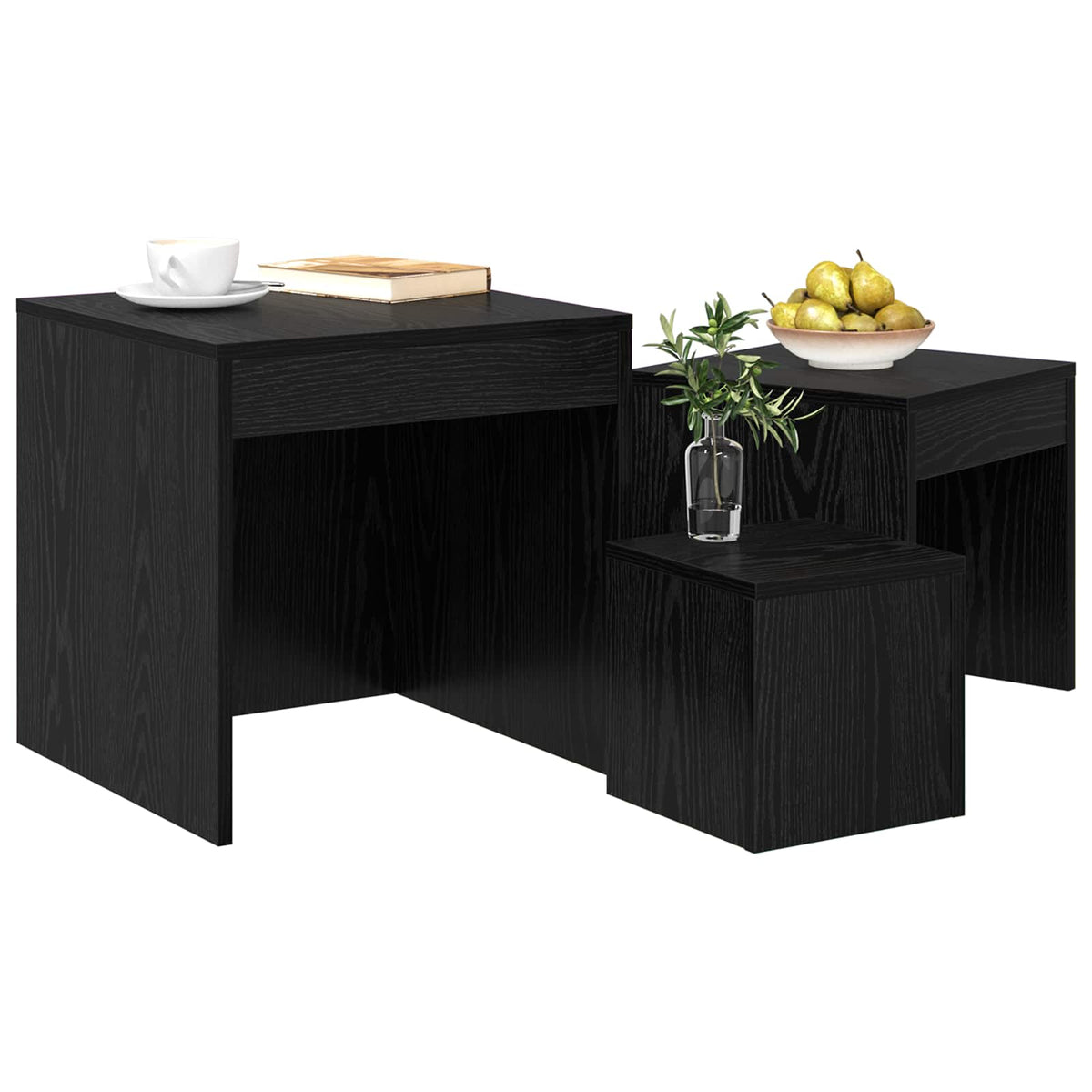 Sofabord 3 stk. Sort eg 45 x 45 x 45 cm Konstrueret træ