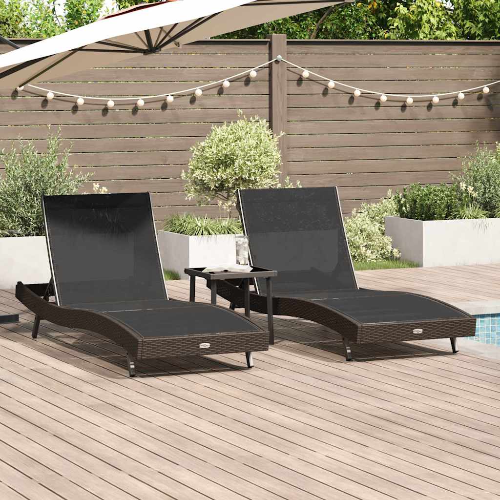 Solstol 3 stk. polyrattan Brun