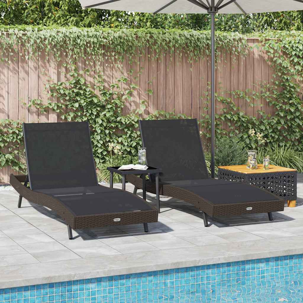 Solstol 3 stk. polyrattan Brun