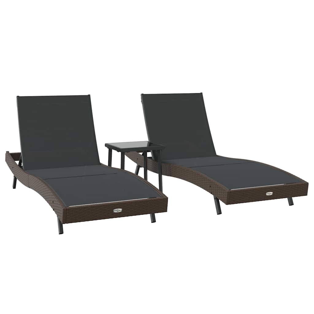 Solstol 3 stk. polyrattan Brun