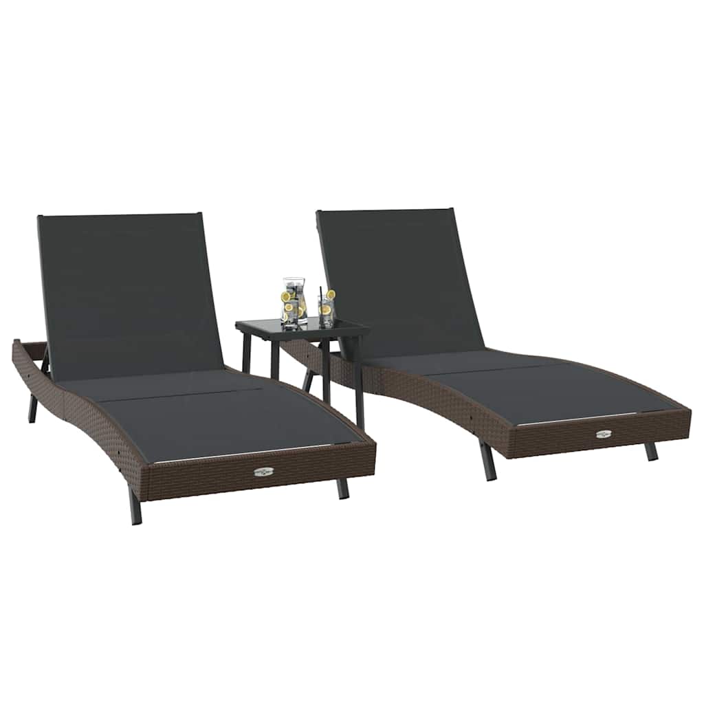 Solstol 3 stk. polyrattan Brun