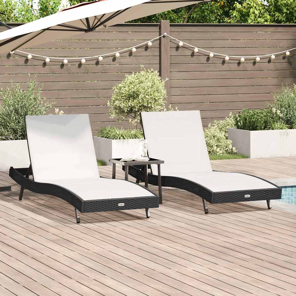 Solstol 3 stk. polyrattan Sort og Hvid