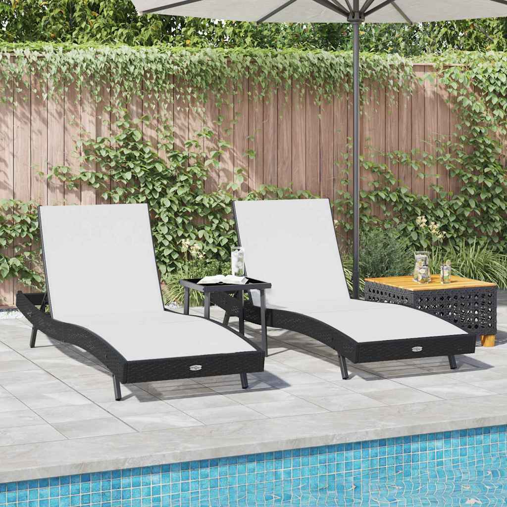 Solstol 3 stk. polyrattan Sort og Hvid