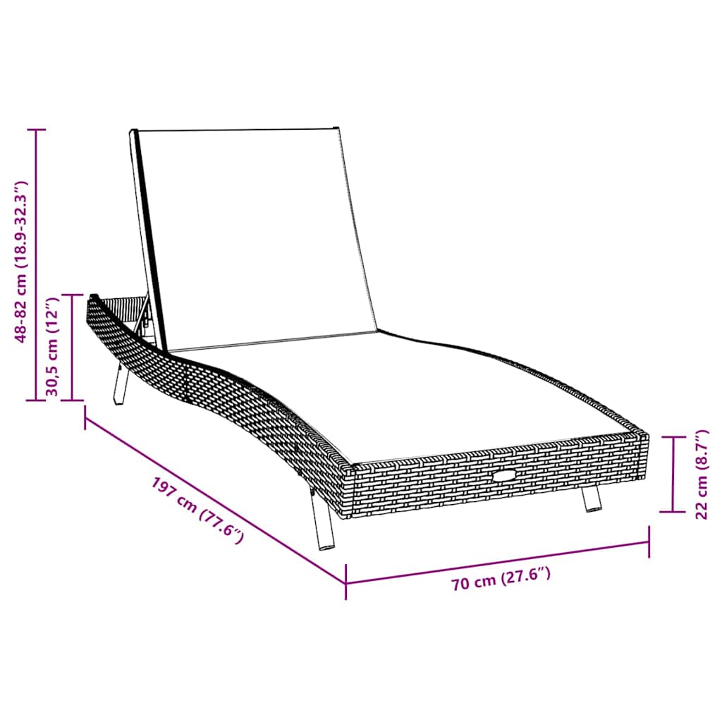 Solstol 3 stk. polyrattan Sort og Hvid